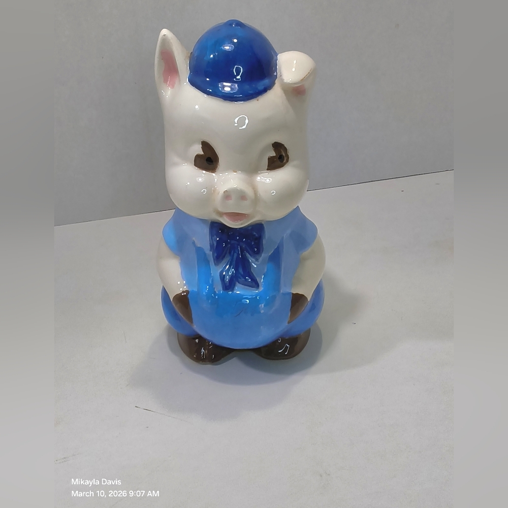 Vintage Piggy Bank Ceramic Coin Bank Nursery Decor Farmhouse